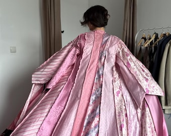 Upcycled Vintage Silk Tie Kimono Jacket, One of a Kind Wearable Art Kimono