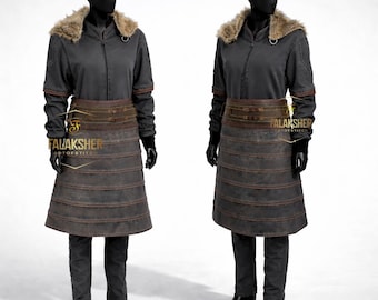 Disfraz de cosplay completo inspirado en El Armero con falda y cinturón de cuero.