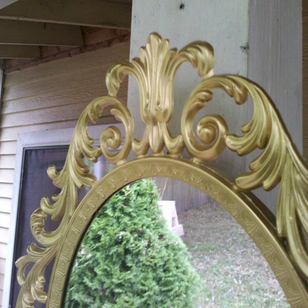 Fairy Princess Mirror - Ornate Vintage Frame in Shiny Gold - 13 by 10 inches