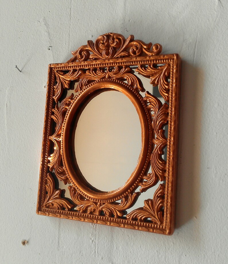 Filigree Wall Mirror in Copper Penny Vintage Brass Frame Etsy