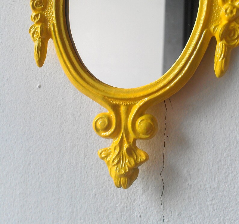 Decorative Wall Mirror Yellow Home Decor Apartment Wall Etsy