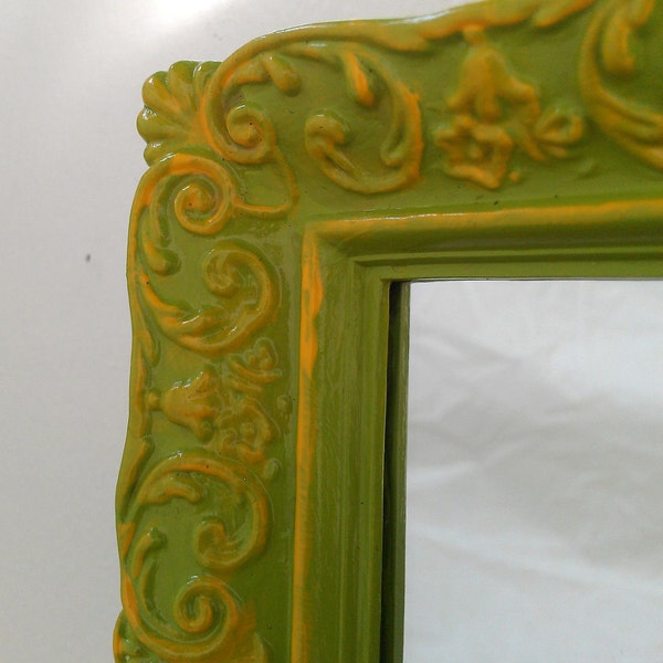 Baroque Wall Mirror in Vintage Frame - Spring Green and Yellow