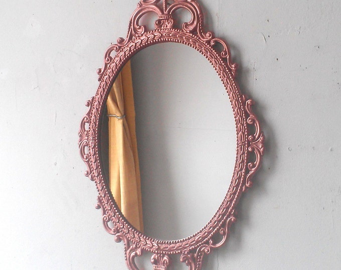 Rose Gold Wall Mirror in Hand Painted Vintage Metal Frame 17 Etsy