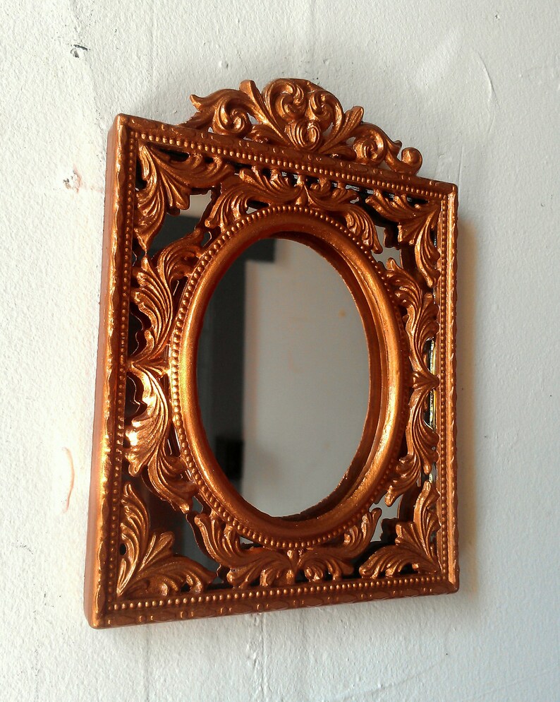 Filigree Wall Mirror in Copper Penny Vintage Brass Frame Etsy