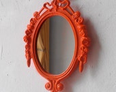 Decorative Mirror in Vintage Flaming Orange Frame - Revived Vintage
