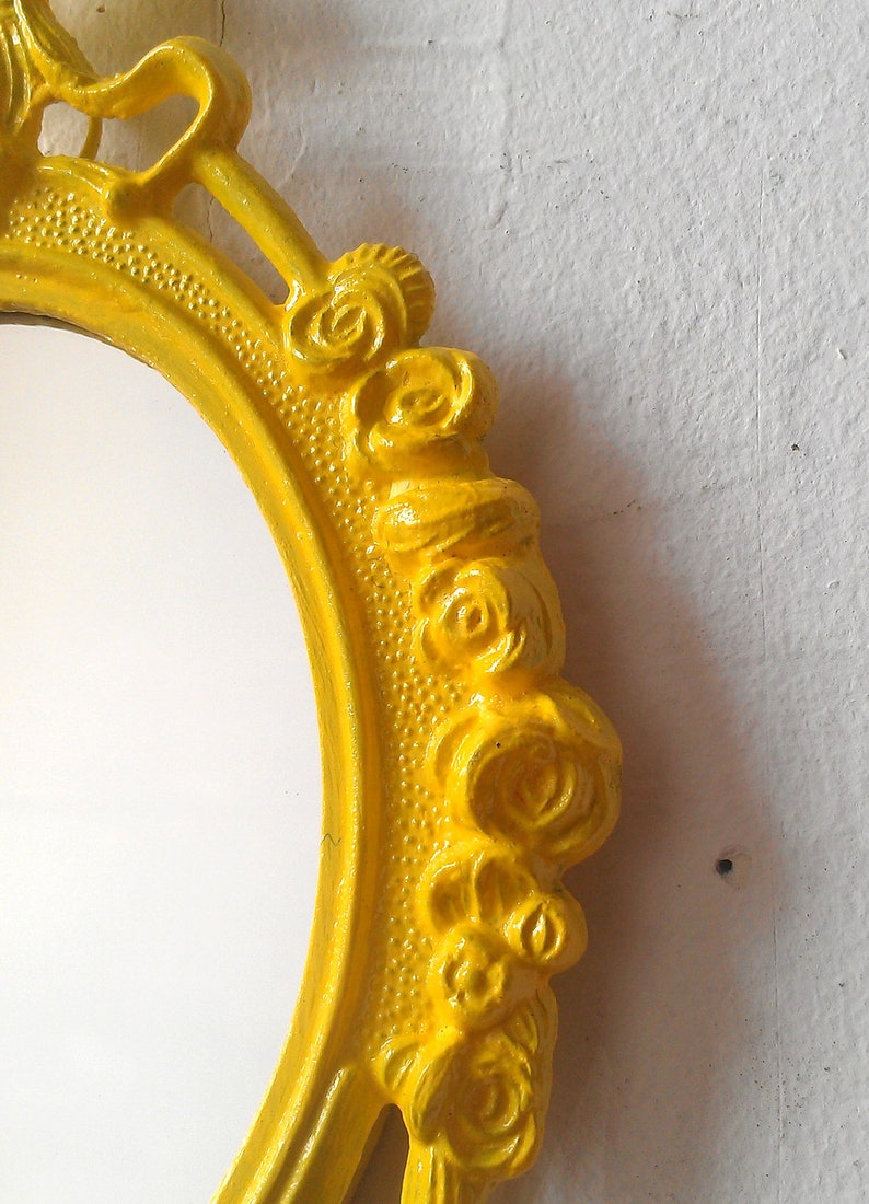 Decorative Wall Mirror Yellow Home Decor Apartment Wall Etsy