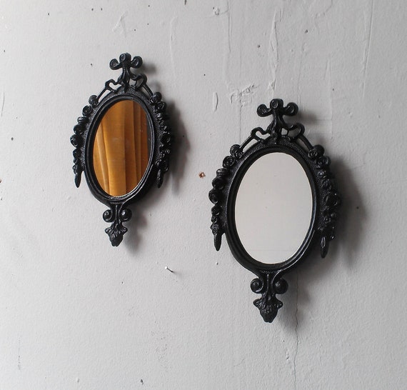 Wall Mirror Set Entry Way Decor Vintage Oval Frames Small Apartment Black Home Art