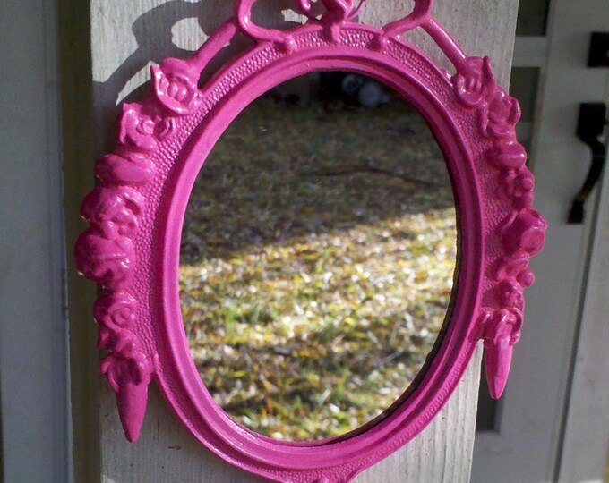 Oval Wall Mirror in Vintage Party Pink Frame Revived Vintage Etsy