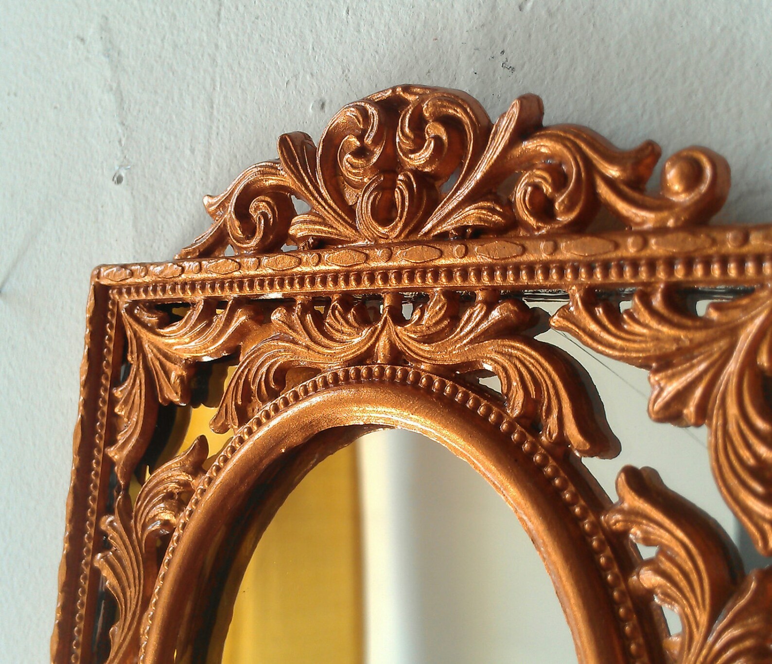 Filigree Wall Mirror in Copper Penny Vintage Brass Frame Etsy