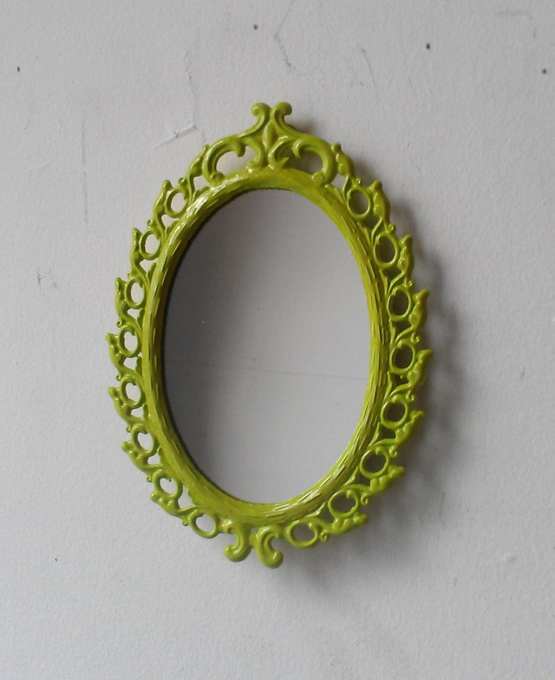 Small Wall Mirror In Vintage Spring Green Frame Mirror In Vintage Spring Green Frame