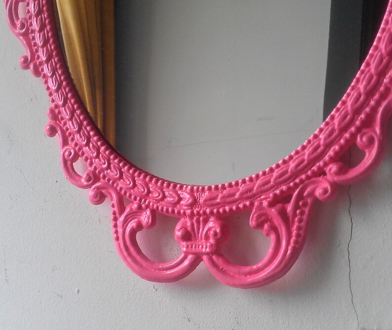 Pink Wall Mirror in Hand Painted Vintage Metal 17x12 Frame Etsy