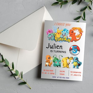 Printable Birthday Invitation, b-day invite, editable invitation, anime birthday invite, Instant Download