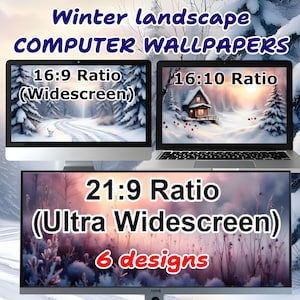 Winter Landscape Sunrise Wallpaper Pack, Winter landscape, Sunrise forest, Snow print, Winter printable background, winter scene Snow forest
