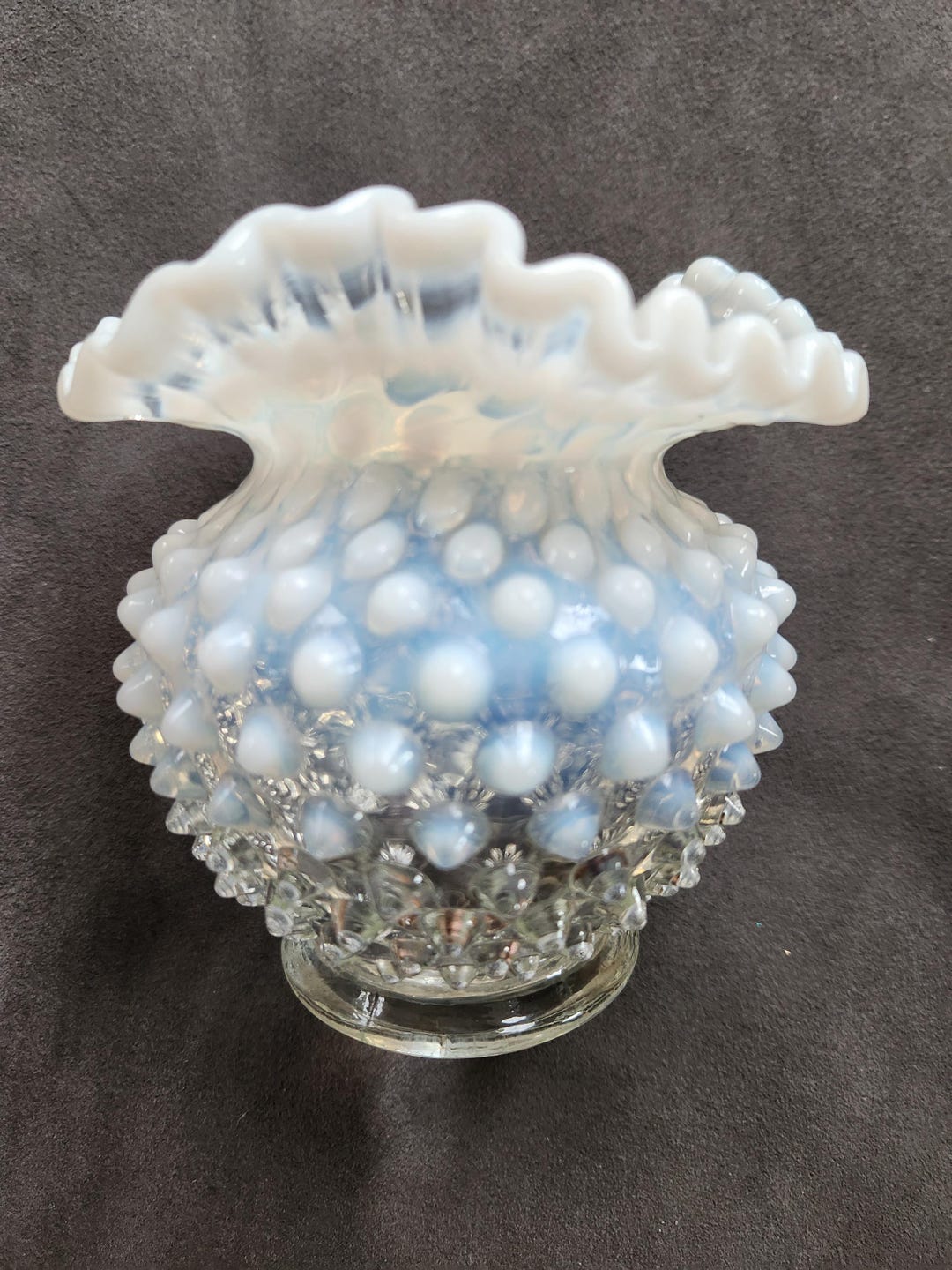 Vintage FENTON Opalescent Hobnail 4-1/2” Ruffled Edge Crimp Vase - Etsy