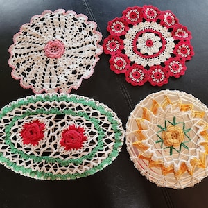 Lot of Vintage Hand-Crocheted Hot Pads / Trivets, Doilies