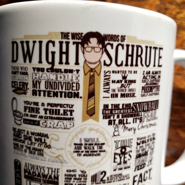 Humorous Vintage "The Wise Words of Dwight Schrute" Mug, The Office