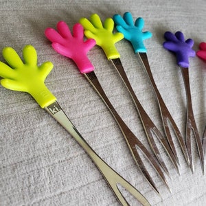 Set of 8 Adorable Hors d&#39;oeuvre Picks / Mini Forks by Ki.  Giving you a &quot;Hand&quot;!