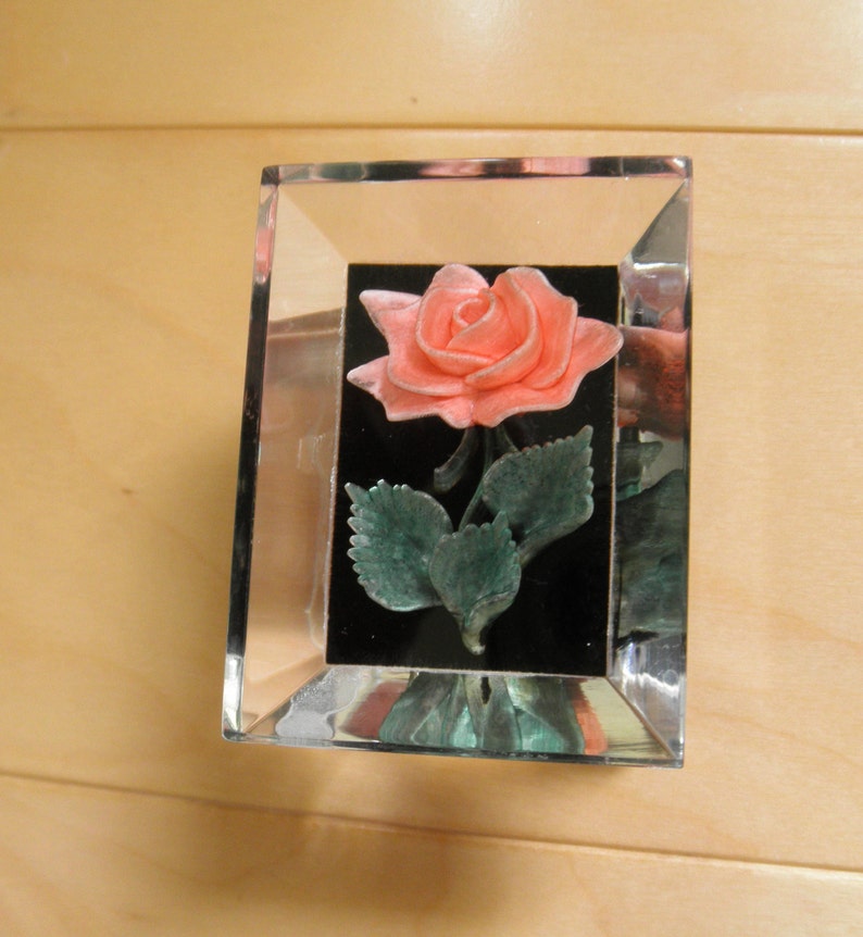 Vintage Lucite Encased Rose Pen Holder / Bud Vase Etsy