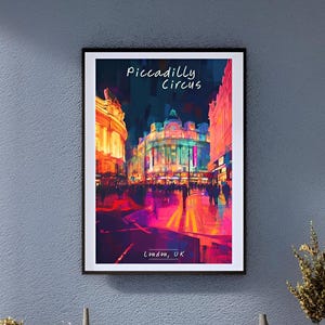Vintage Piccadilly Circus Poster – Colourful London Wall Art Print