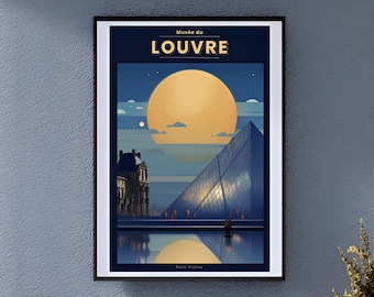 Vintage Musée du Louvre Poster 20x30 Inches – Artistic Parisian/Paris Wall Art Print in a Frame