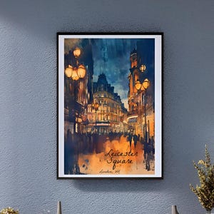 Vintage Leicester Square Poster 20x30 Inches – Vibrant London Wall Art Print in a Frame