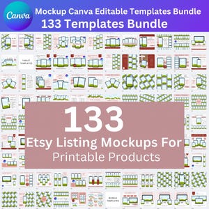 133 Etsy Listing Mockup Canva Editable Templates Bundle, Digital Product Mockup, Etsy Mockup Planners Journal, Drag and Drop Mockups