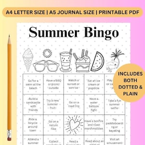 Summer Bingo Cards - Printable Summer Bingo for Fun Games, Birthday Parties, Camp Activities & Vacation Travel