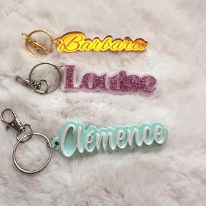 Porte-clé prénom personnalisé en acrylique – Fait main - Cadeau personnalisé - Cartable, Sac, Trousse