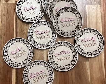 Cartes étapes bébé en bois