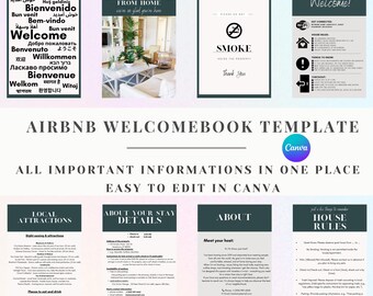 Modello di libro di benvenuto di Airbnb, guida elegante di Airbnb, guida di benvenuto di Airbnb, libro di benvenuto per case vacanze, pacchetto host di Airbnb, modello per VRBO