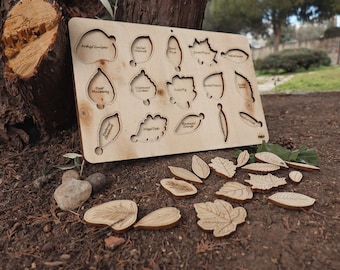 Wooden Leaf Learning Toy – Montessori Nature Educational Set for Kids