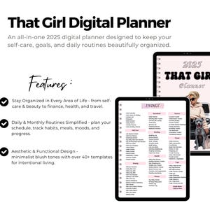 That Girl Digital Planner | That Girl Daily Life Planner | Aesthetic Printable PDF | Health & Self-Care | Minimal Soft-Tone Wellness Tracker
