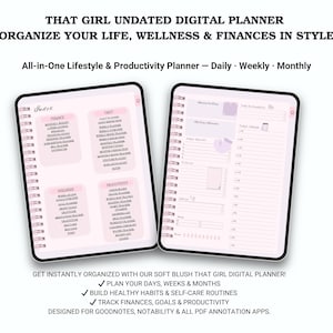 That Girl Daily Life Planner | Aesthetic Printable PDF for Habits, Health & Self-Care | Digital Planner | GoodNotes Planner | iPad Planner