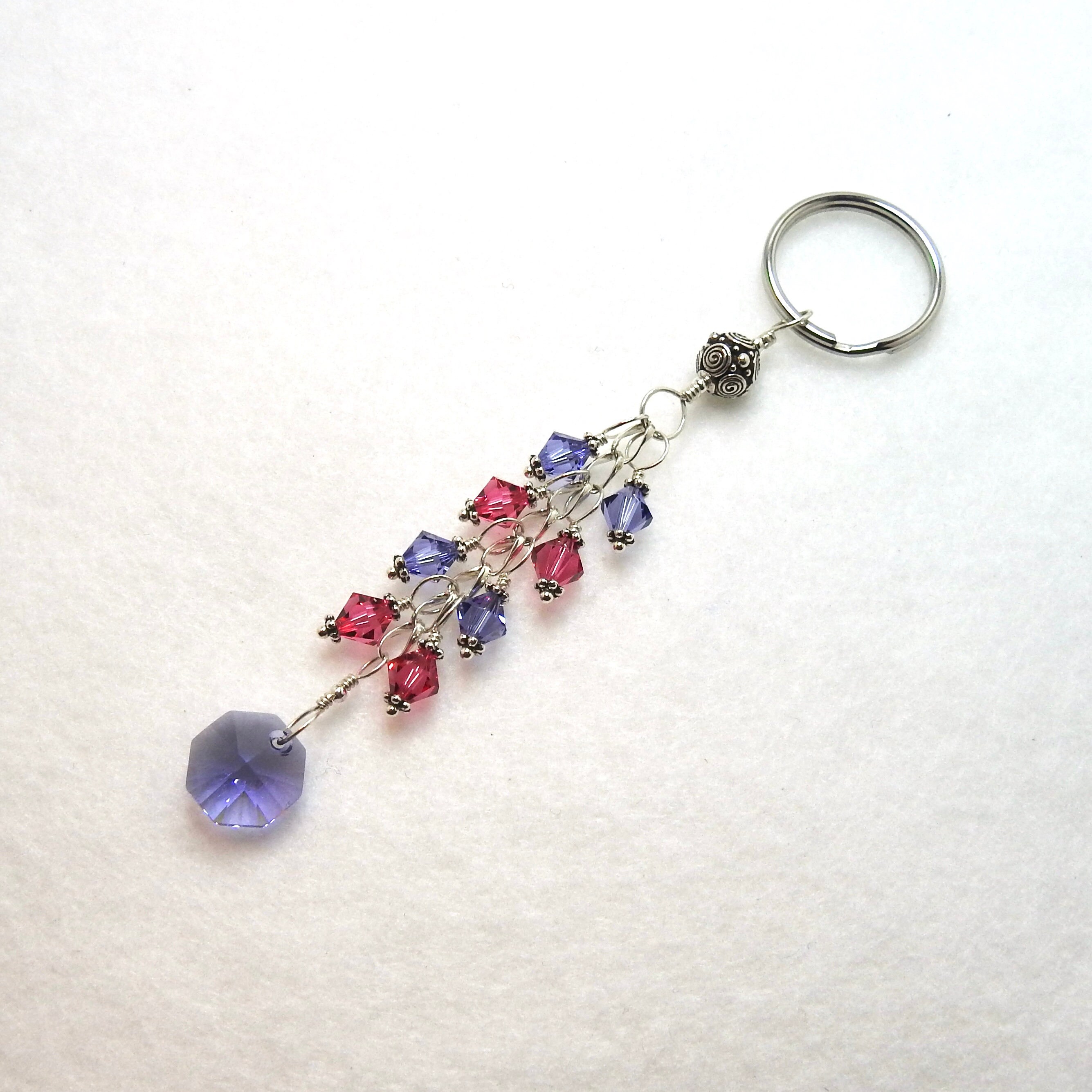 Crystal Beaded Keychain for Women Purple and Pink Dangly Etsy