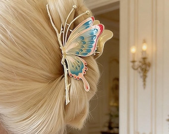 Pinza para el cabello con forma de mariposa, pinza con borla, pinza de hada para el cabello, pinza para el cabello de boda, pinzas metálicas para el cabello, pinza para el cabello para mujer, pinza para el cabello con forma de flor de tiburón