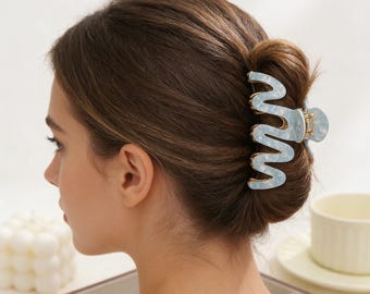 Pinza grande de metal con forma de garfio, hecha a mano, delicadas pinzas para el cabello de resina, pinza fuerte para ondas de cabello, pinzas de moda con forma de pico de pato, pinzas para el cabello para niñas