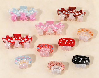 Pinza para el cabello con forma de hongo, pinza acrílica roja con forma de seta, accesorio para el cabello estilo cottagecore/fairycore, regalo retro Y2K con forma de hongo para ella.
