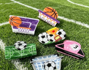 Pinzas para el cabello con forma de balón de baloncesto, pinzas para el cabello con forma de balón de fútbol americano, pinzas para el cabello con forma de pelota de béisbol, pinzas para el cabello de acetato, pinzas para el cabello con forma de pinza de moda, pinzas para el cabello con forma de pinza divertidas, creativas