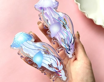 Pinza para el cabello con forma de medusa, pinza para el cabello, pasador, accesorios para el cabello, pinzas para el cabello con forma de animal marino, pinza con forma de garra de medusa, regalo para ella.