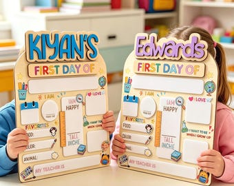 Letrero personalizado para el primer y último día de clases, letrero reutilizable para la vuelta al cole, pizarra borrable reutilizable, pizarra para el primer día de jardín de infancia
