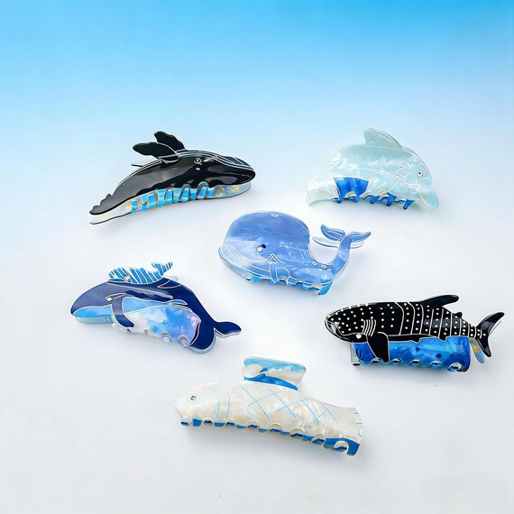 Unique Ocean Animal Octopus Claw Clips for Women - Funky Acetate Hair Octopus Hair Clip, Ocean Animal Hair Claw, White Brown  main image 4