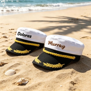 Personalised Captain Hat With Name, Custom Embroidered Sailor Cap, Yacht Party, Boat Party, Hen Do, Stag Do, Groomsman Cruise Wedding Gift image 4