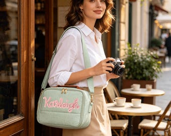 Bolso bandolera personalizado para cámara, bolso cruzado personalizado para cámara DSLR, estuche para cámara con correa ajustable, regalo para fotógrafos