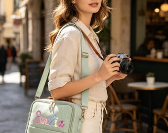 Bolsa para cámara personalizada, bolsa impermeable a medida para objetivos DSLR y sin espejo, estuche portátil de hombro para Canon Nikon Sony Fujifilm, regalo para ella.