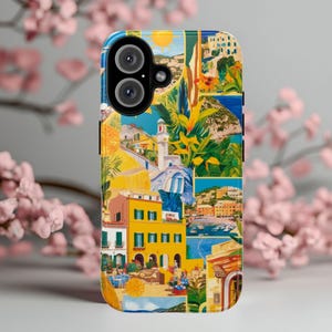 Capri Phone Case Tough Phone Case For iPhone 16 15 14 13 12 Samsung Galaxy S25 Google Pixel 9 Amalfi Coast Italian summer Italy