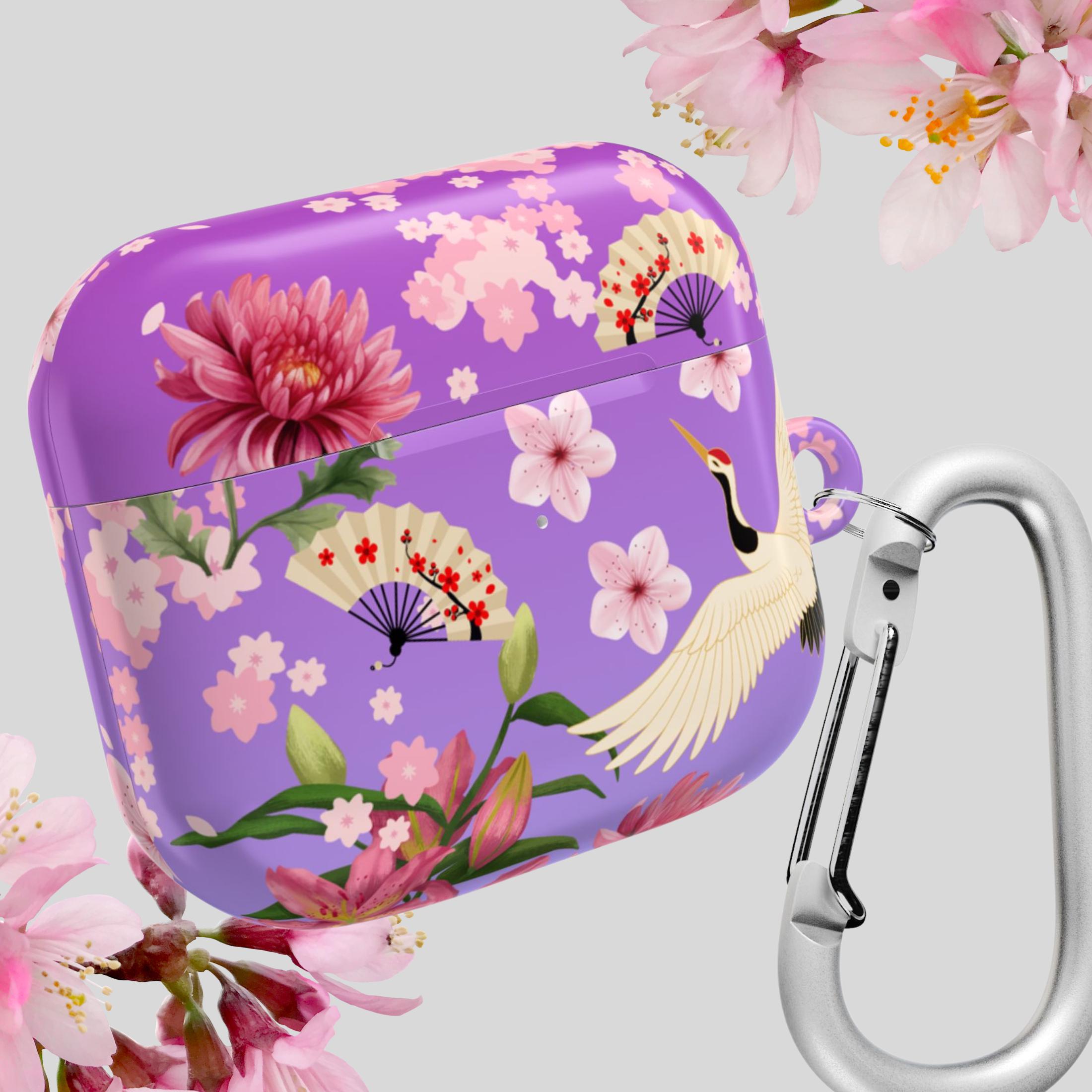 ✨ラスト1点✨お花 AirPodsケース きれい花柄 Airpods4ケース 花キーホルダー付 AirpodsPro2ケース