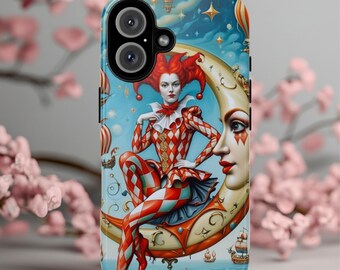 Vintage Harlequin Phone Case: Surreal Circus Art