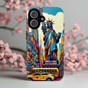 New York Phone Case Tough Phone Case For iPhone 16 15 14 13 12 Samsung Galaxy S25 Google Pixel 9 Pop Art New York retro