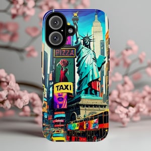 New York Phone Case Tough Phone Case For iPhone 16 15 14 13 12 Samsung Galaxy S25 Google Pixel 9 Retro city