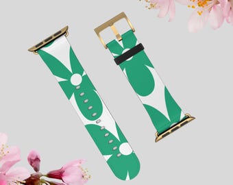 Floral Pink White Gold Green Flower Lovers Watch Band for  display picture 1